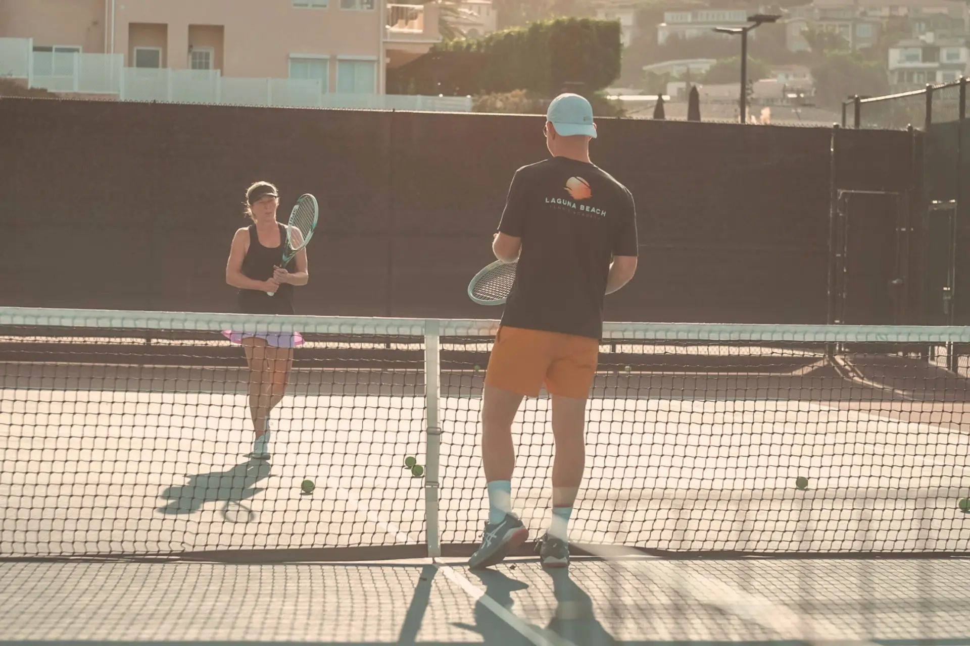 Laguna Beach Tennis Academy training at sunset